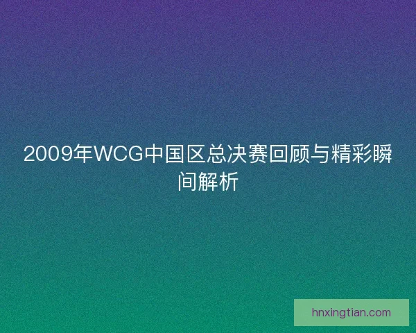 2009年WCG中国区总决赛回顾与精彩瞬间解析