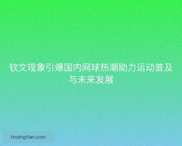 钦文现象引爆国内网球热潮助力运动普及与未来发展
