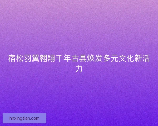 宿松羽翼翱翔千年古县焕发多元文化新活力 宿松羽翼翱翔千年古县焕发多元文化新活力
